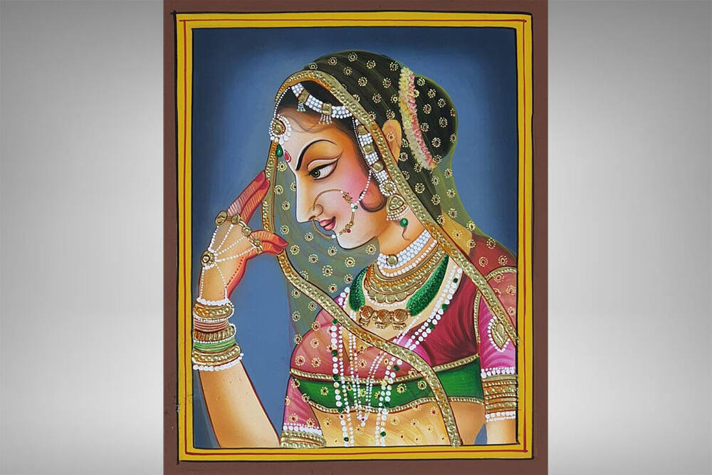 Finished Bani Thani-style portrait painting by a trainee
