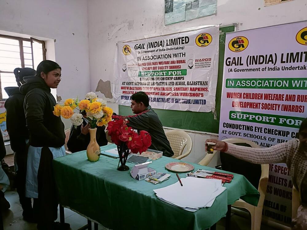 Official GAIL-WARDS eye checkup camp banner, Alwar