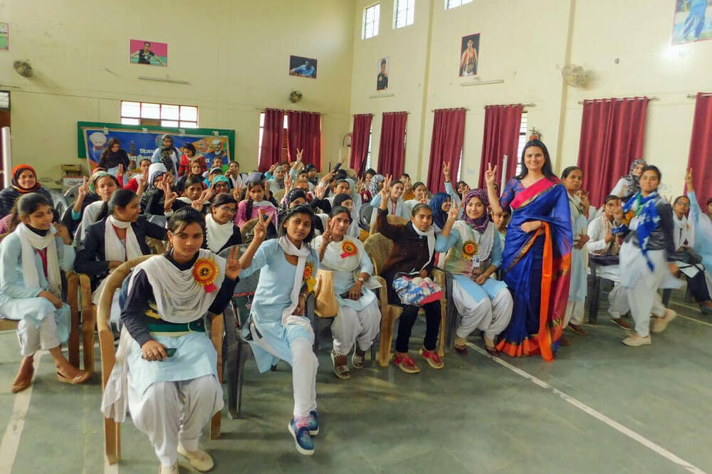 Full group photo with Dr. Shweta Laddha, Kairana college hall