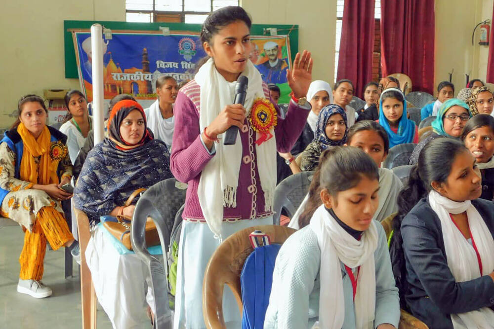 A student asks a question during the Kairana workshop