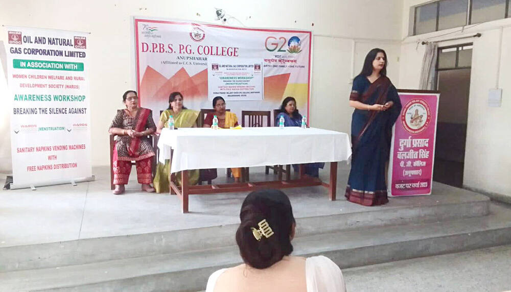 ONGC-WARDS 'Breaking the Silence' workshop banner and panel, D.P.B.S. PG College, Anupshahr