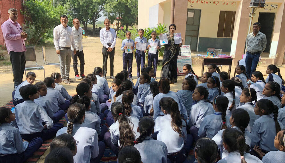Hygiene-awareness drawing competition prize presentation, Village Pahari