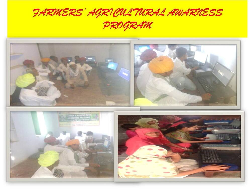 Farmers and women learning basic computer use, RITES-funded Farmer & Agriculture Awareness Program