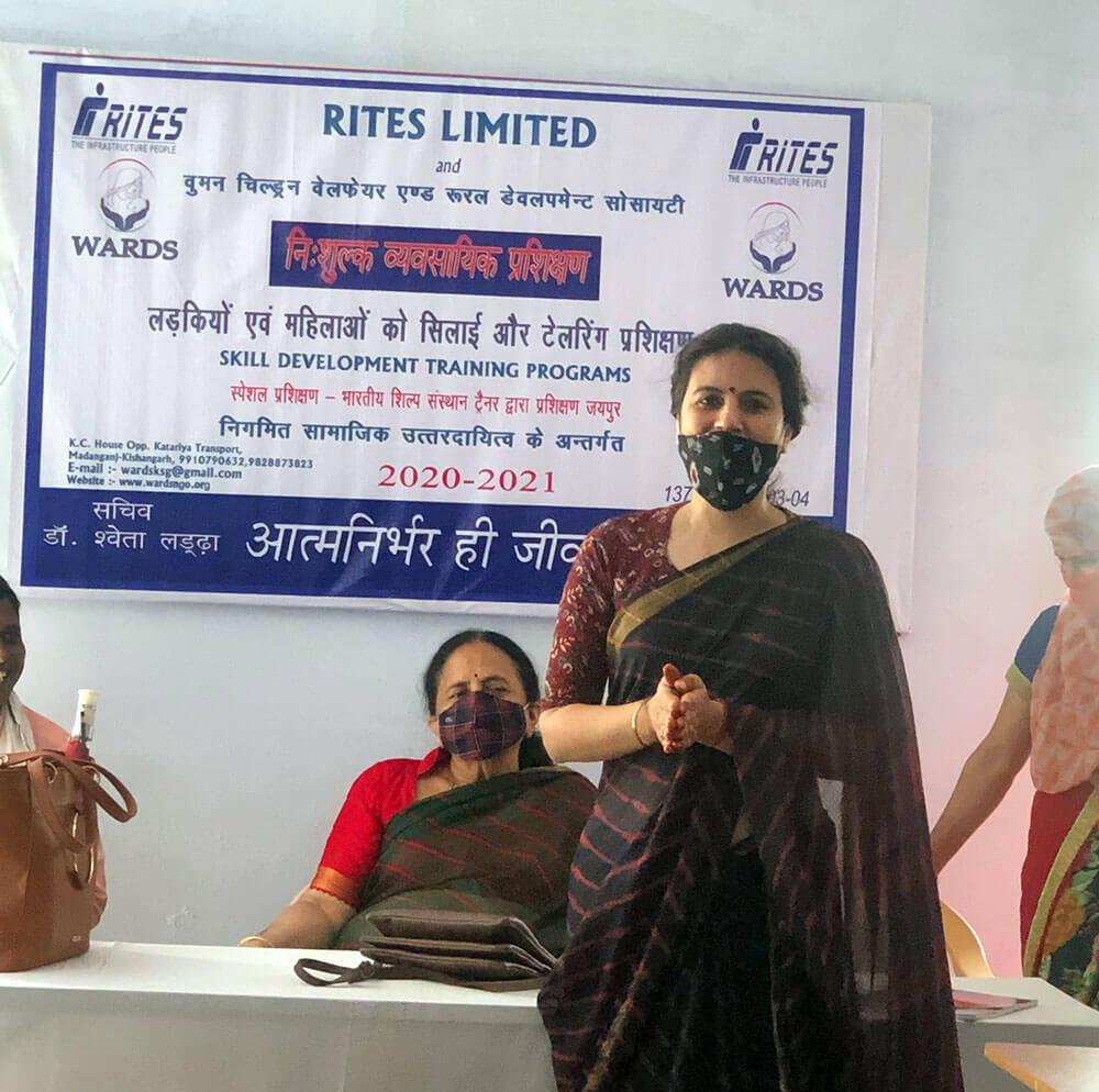 Dr. Shweta Laddha at the RITES Limited and WARDS skill development training banner
