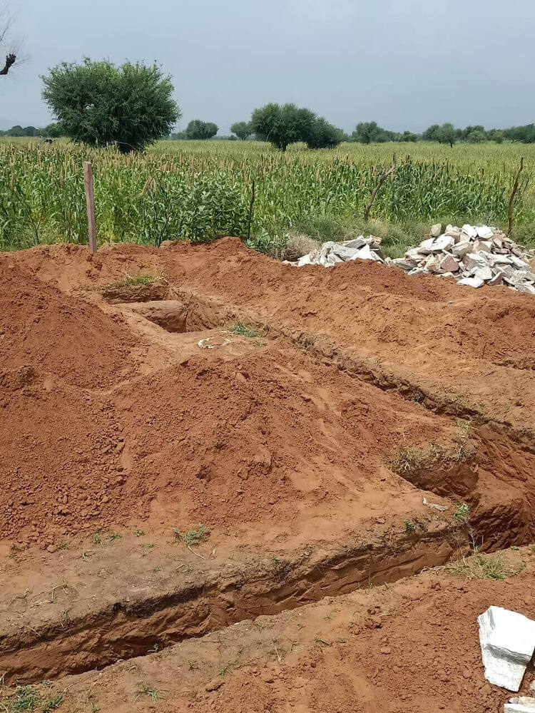 Foundation trenches marked out for the Skill Development Centre site, Ralawata